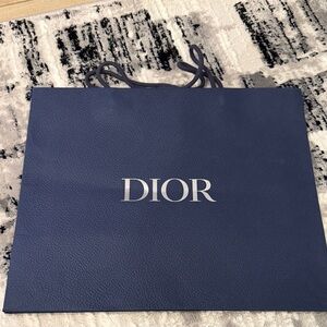 Dior Navy shopping bag with Silver Logo